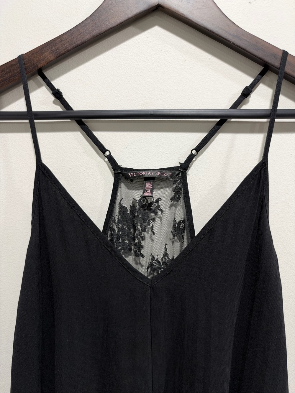 Black Lace Racerback Maxi Slip Dress Victoria’s Secret L Dark Romance - Picture 2 of 7